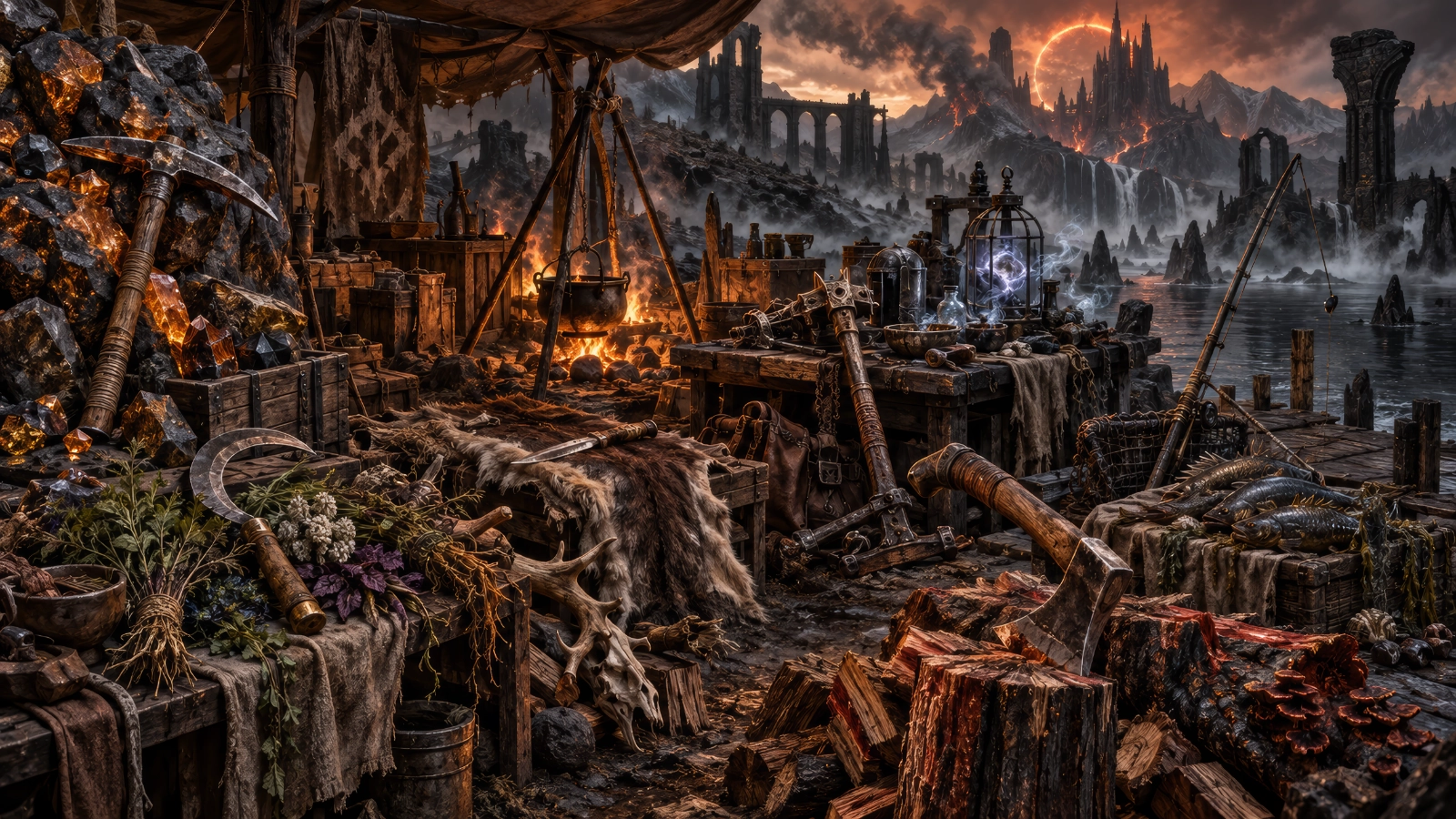 The seven Forged by Flame gathering professions and their tools