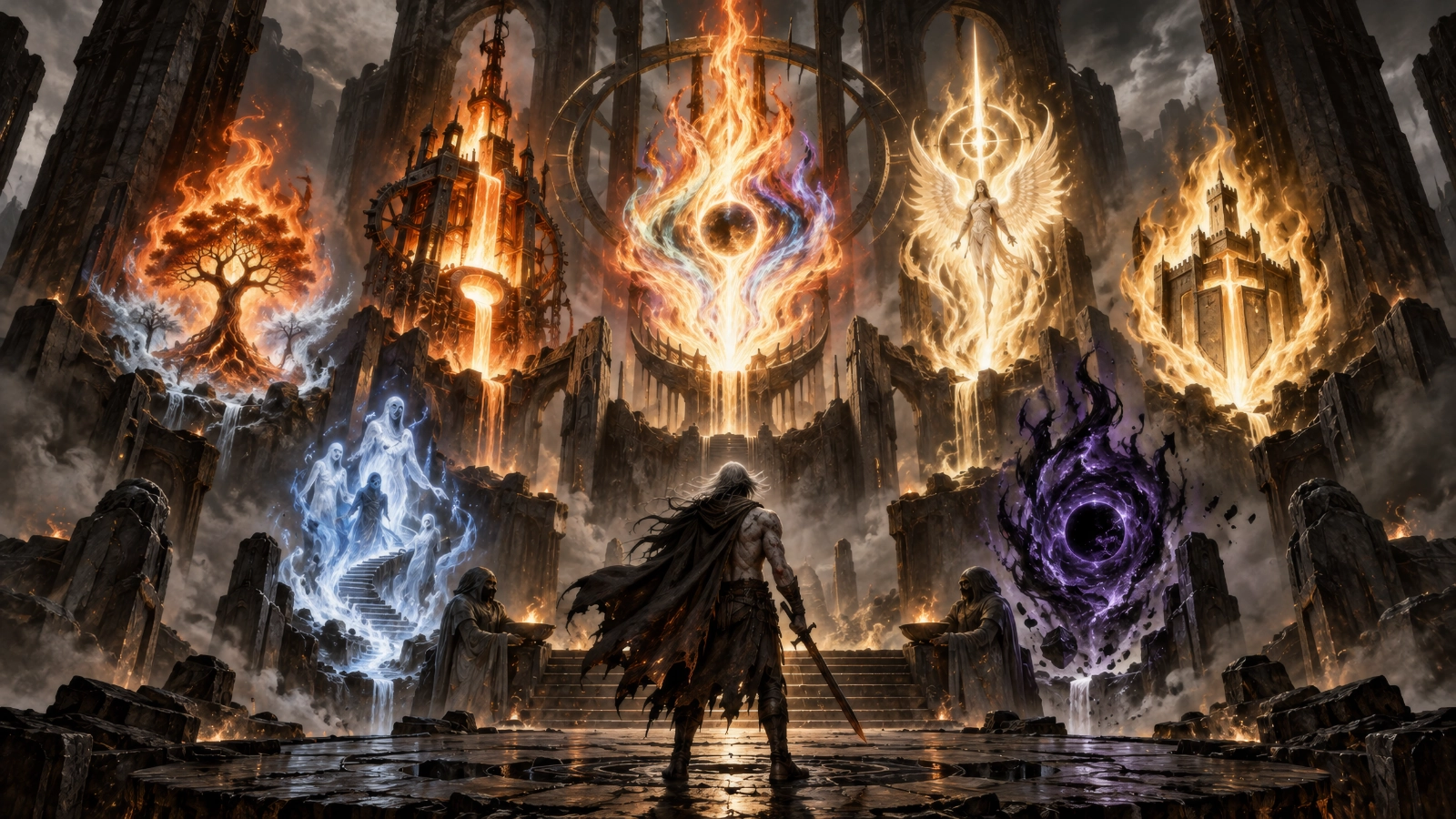 The Seven Flames represented as seven distinct divine powers