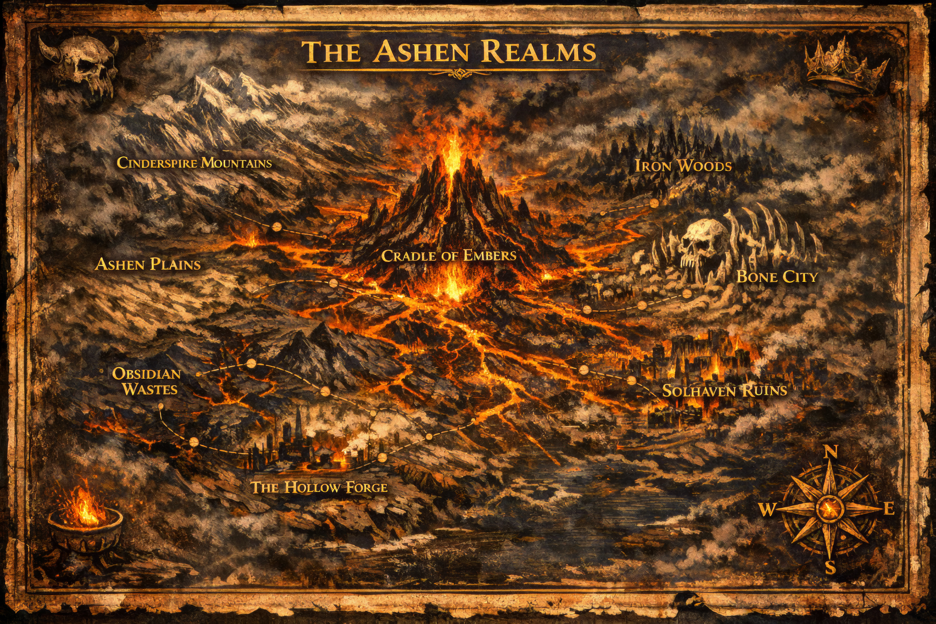 Map of the shattered realms surrounding the Cradle of Embers